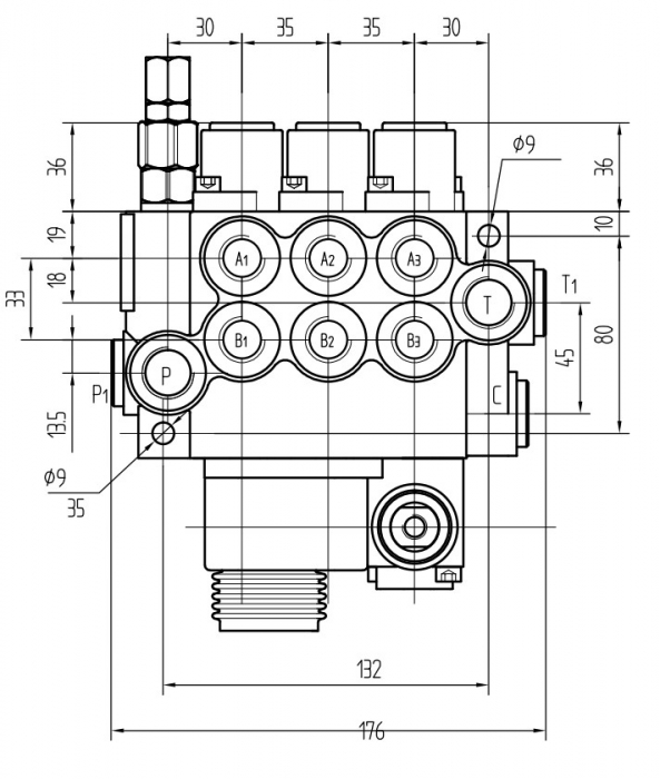 Distribuitor hidraulic cu 3 sectiuni debit maxim 40 lpm cu joystick [3]