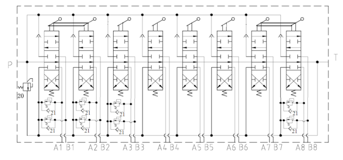DISTRIBUITOR HIDRAULIC CU 8 SECȚIUNI, 90 lpm [2]