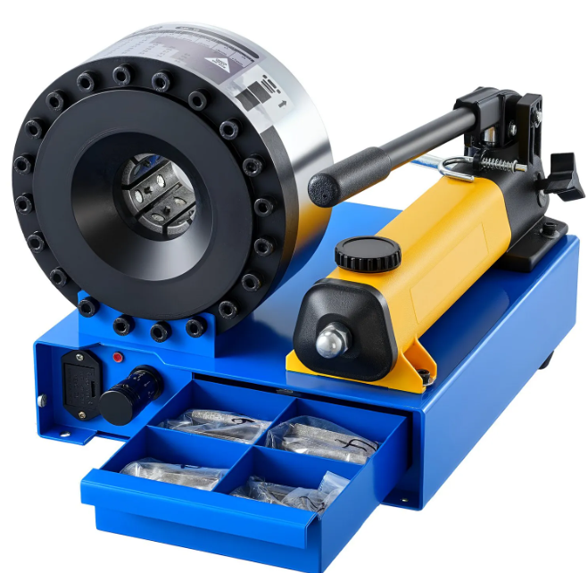 Instalatie de sertizare furtunuri hidraulice cu pompa manuala cu 8 seturi de bacuri cu diametre 10-30 mm [4]