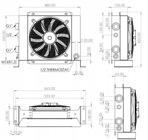 Răcitor de ulei hidraulic debit maxim 140L/min alimentat 12Vcc [3]