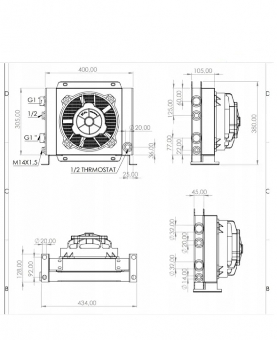 Răcitor de ulei hidraulic debit maxim 140L/min alimentat 12Vcc [4]