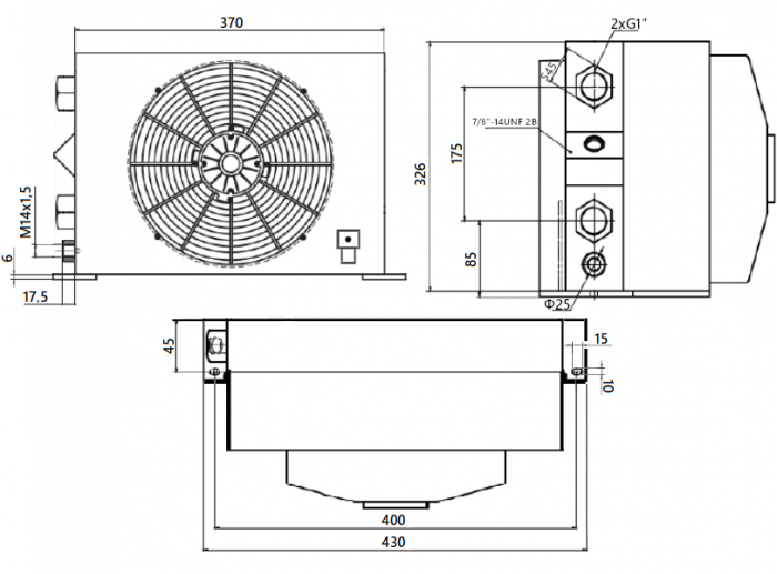 Racitor Ulei Hidraulic 100 lpm cu ventilator la 12 Vcc [3]