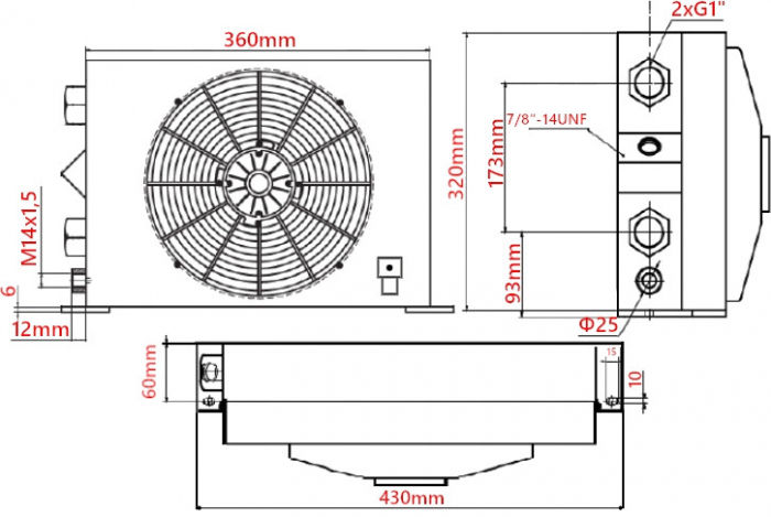Racitor Ulei Hidraulic pe baza de aer 100 lpm alimentat la 24 Vcc - EMH cu termostat fix [4]