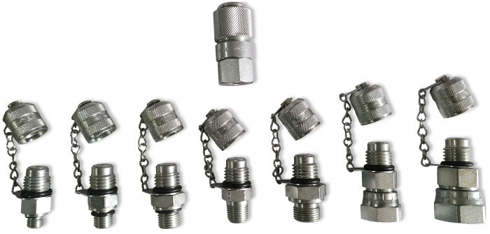 Set 6 manometre, 2 furtunuri si 7 adaptoare pentru diagnoza presiunilor din sisteme hidraulice [3]