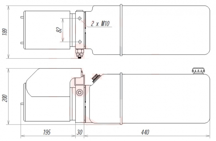 Unitate hidraulica EMH cu pompa 4 l/min, motor alimentat la 12 Vcc de putere 2,0 kW cu rezervor 11 litri si cilindru telescopic 5 trepte/ 750 mm cursa [2]