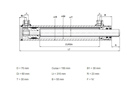 Cilindru hidraulic dubla actiune, PS01506030 [1]