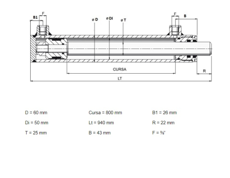 Cilindru hidraulic dubla actiune, PS08005025 [1]