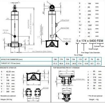 Cilindru hidraulic telescopic pentru bascularea semiremorcilor 5400mm [2]