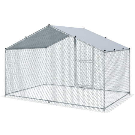 Produse EmagMarketplace - Cotet metalic pasari de curte cu acoperis impermeabil, dimensiuni 2,0 x 3,0 x 2,0 m