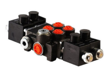 Produse EmagMarketplace - Distribuitor hidraulic 2 sectiuni actionat electric 24 Vcc