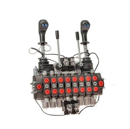 Produse EmagMarketplace - Distribuitor hidraulic 8 sectiuni macarale cu actionare mixta electro mecanica EMH