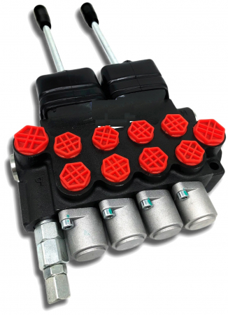 Distribuitor hidraulic cu 4 sectiuni, 40 lpm, cu manete si joystickuri [1]