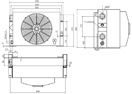 Scule hidraulice - Racitor ulei hidraulic capacitate 150 lpm cu ventilator si termostat fix actionate la 220 Vca