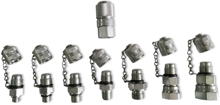 Set 6 manometre, 2 furtunuri si 7 adaptoare pentru diagnoza presiunilor din sisteme hidraulice [2]
