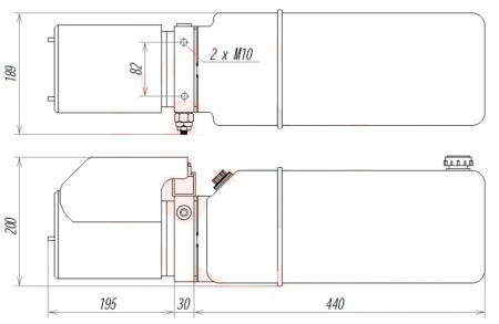 Unitate hidraulica EMH cu pompa 4 l/min, motor alimentat la 12 Vcc de putere 2,0 kW cu rezervor 11 litri si cilindru telescopic 5 trepte/ 750 mm cursa [1]
