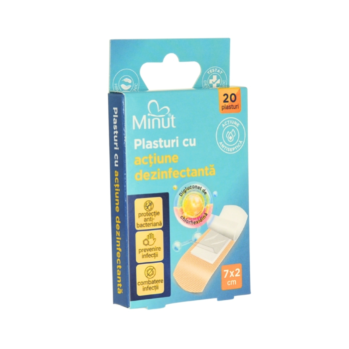 Plasturi cu actiune dezinfectanta, 20 buc/cutie, Minut [2]