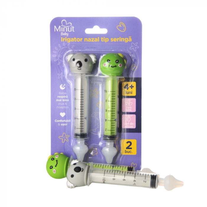 Set 2 irigatoare nazale tip seringa cu figurine Minut Baby [4]