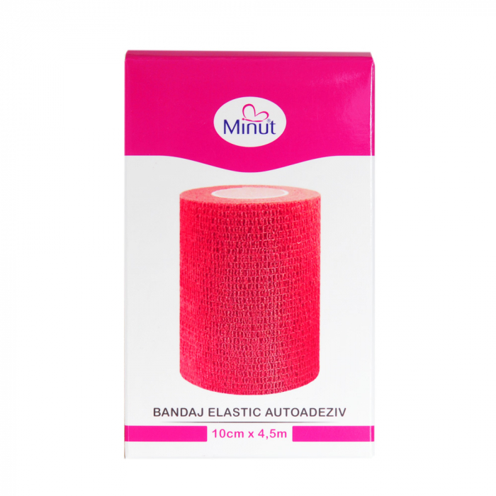 Bandaj elastic autoadeziv Minut, rosu 10 cm x 4.5 m [2]