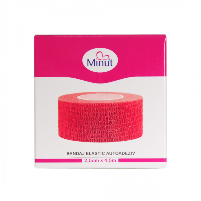Bandaj elastic autoadeziv Minut, rosu 2.5 cm x 4.5 m [2]