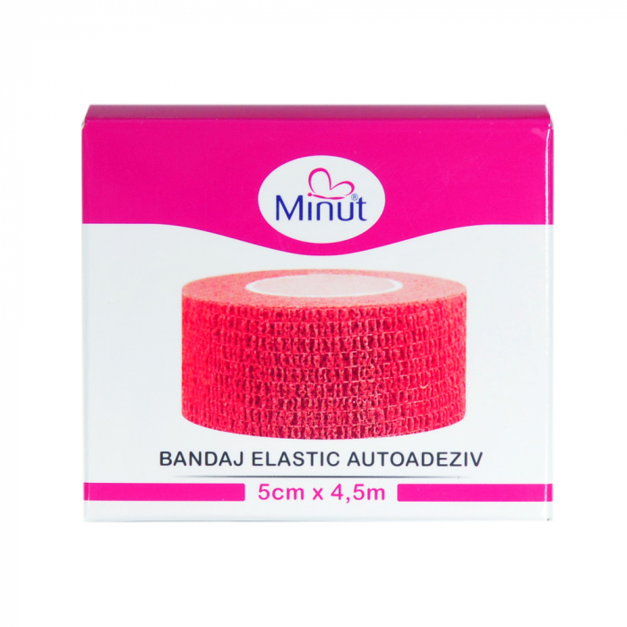 Bandaj elastic autoadeziv Minut, rosu 5 cm x 4.5 m [2]