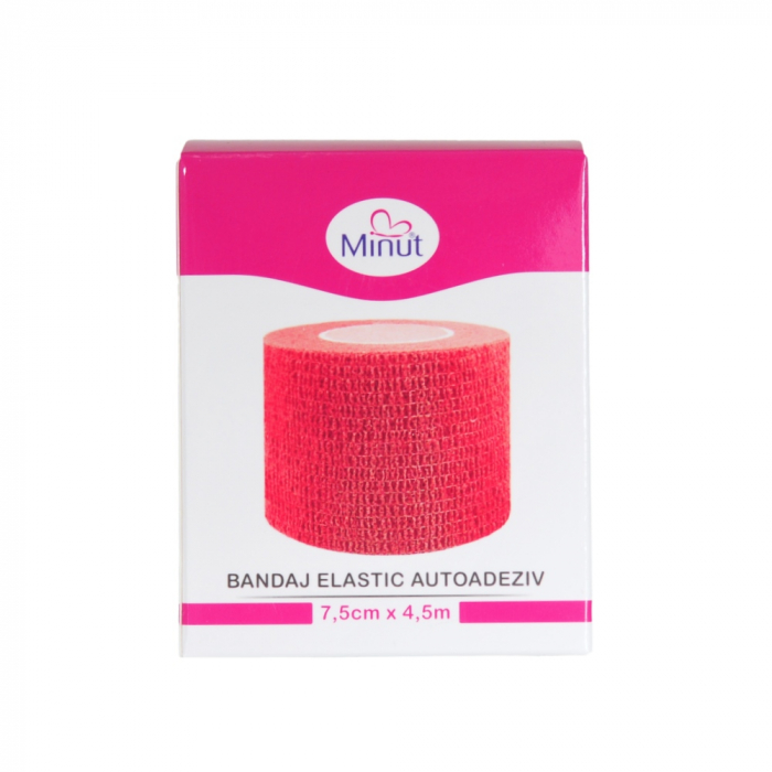 Bandaj elastic autoadeziv Minut, rosu 7.5 cm x 4.5 m [2]