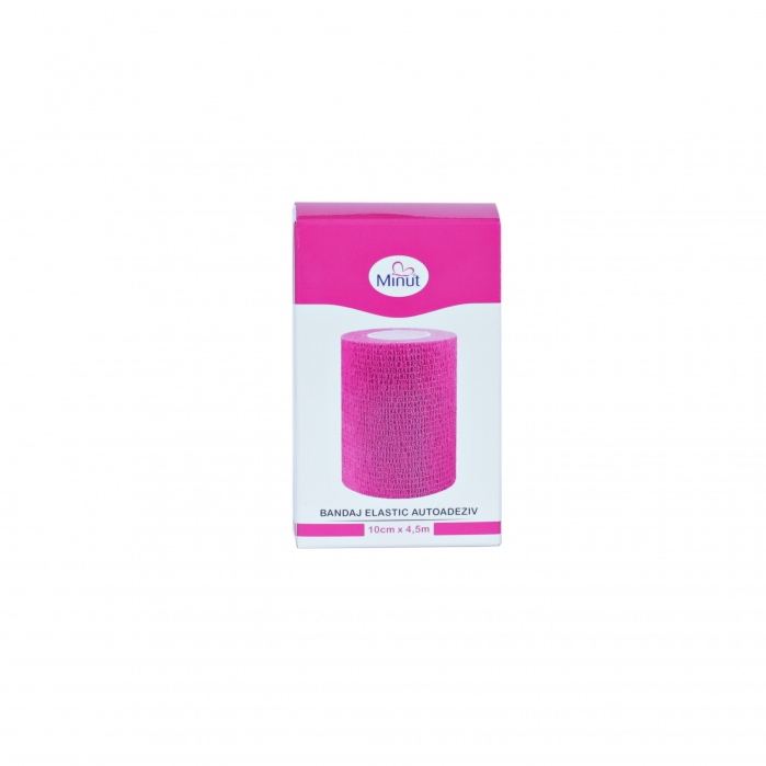 Bandaj elastic autoadeziv Minut, roz 10 cm x 4.5 m [2]