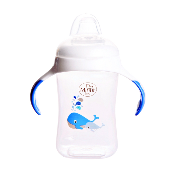 Cana cu manere si cioc de silicon Minut Baby, 300 ml, 6+ [2]