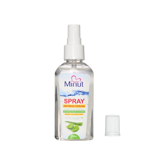 Gel spray antibacterian cu Aloe Vera, biocid, Minut, 80 ml [2]