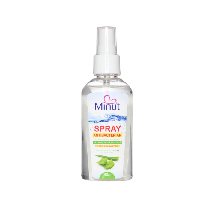 Gel spray antibacterian cu Aloe Vera, biocid, Minut, 80 ml [3]