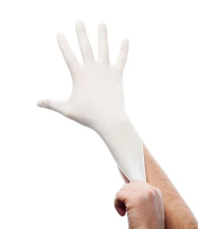 Manusi examinare latex usor pudrate Minut, marimi L albe [3]