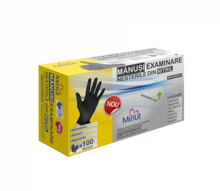 Manusi examinare nitril, nepudrate, Minut, marimea L,negre [2]