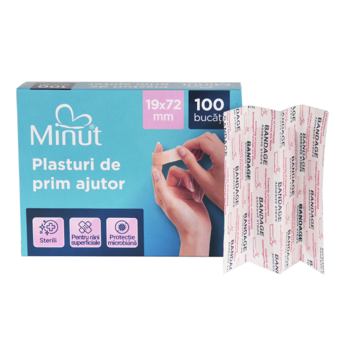 Plasturi Minut pentru rani prim ajutor, 100 buc, 19x72 cm [3]