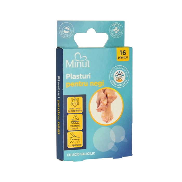 Plasturi pentru negi, cu acid salicilic, 16buc/cutie, Minut [2]