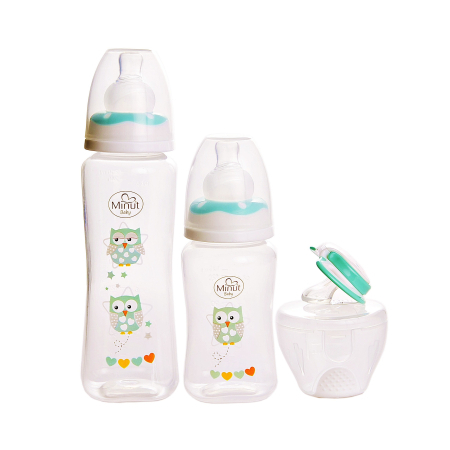 Set 2 biberoane 125 ml, 250 ml + suzeta in cutie sterilizare Minut Baby 0+ [2]