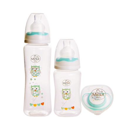 Set 2 biberoane 125 ml, 250 ml + suzeta in cutie sterilizare Minut Baby 0+ [4]