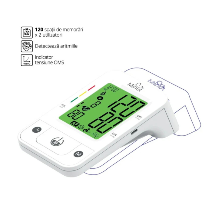 Tensiometru digital pentru braț cu indicator aritmie și AFib, Minut [2]