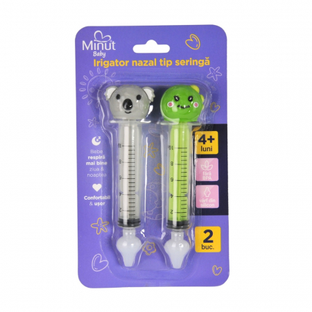 Set 2 irigatoare nazale tip seringa cu figurine Minut Baby [1]