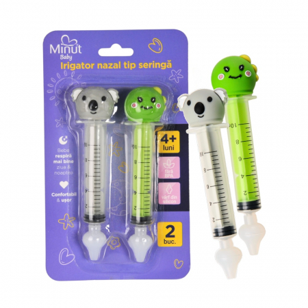 Set 2 irigatoare nazale tip seringa cu figurine Minut Baby [0]