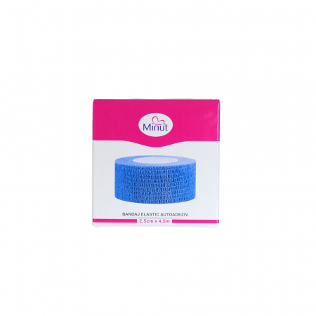Bandaj elastic autoadeziv Minut, albastru 2.5 cm x 4.5 m [1]