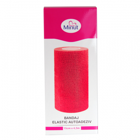 Bandaj elastic autoadeziv Minut, rosu 15 cm x 4.5 m [1]