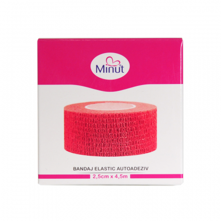 Bandaj elastic autoadeziv Minut, rosu 2.5 cm x 4.5 m [1]