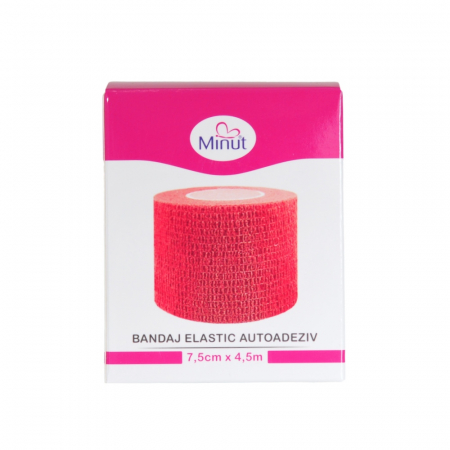 Bandaj elastic autoadeziv Minut, rosu 7.5 cm x 4.5 m [1]