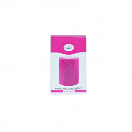 Bandaj elastic autoadeziv Minut, roz 10 cm x 4.5 m [1]