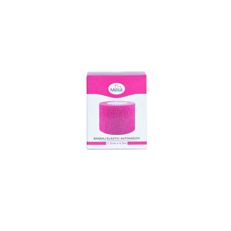 Bandaj elastic autoadeziv Minut, roz 7.5 cm x 4.5 m [5]
