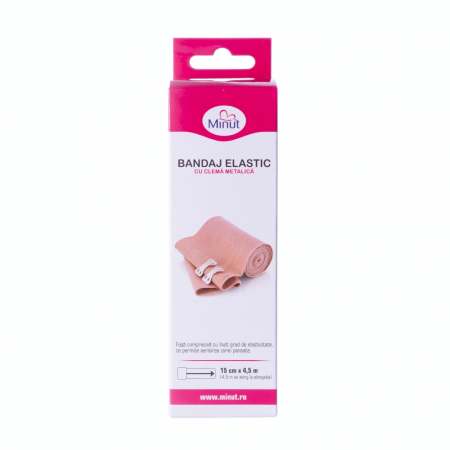 Accesorii medicale pentru recuperare si tratament - Bandaj elastic cu clema Minut 15 cm x 4.5 m