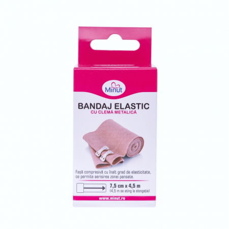 Accesorii medicale pentru recuperare si tratament - Bandaj elastic cu clema Minut 7.5 cm x 4.5 m