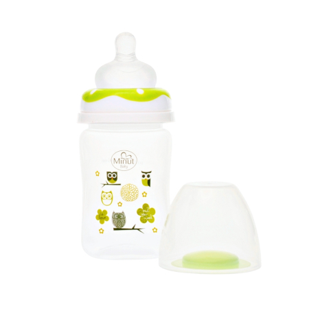 Biberon gat larg 150 ml cu tetina silicon 0+ Minut Baby [2]
