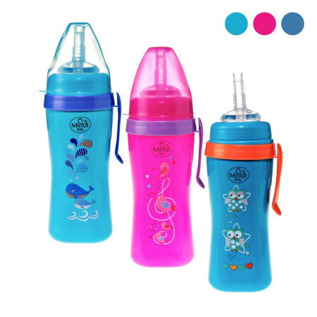 Cani, pahare si accesorii bebe - Cana anticurgere cu pai de silicon si clips de prindere, 360 ml, 6+