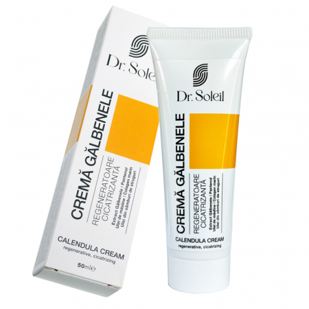 Cremă Gălbenele Dr. Soleil, cu Pantenol, Ulei de măsline, Colagen Marin și Ulei din sâmburi de struguri, 50 ml
