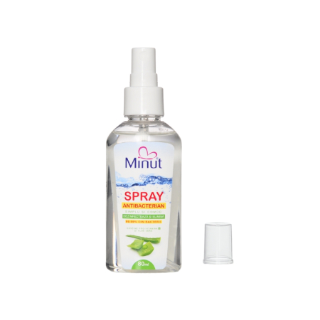 Gel spray antibacterian cu Aloe Vera, biocid, Minut, 80 ml [1]